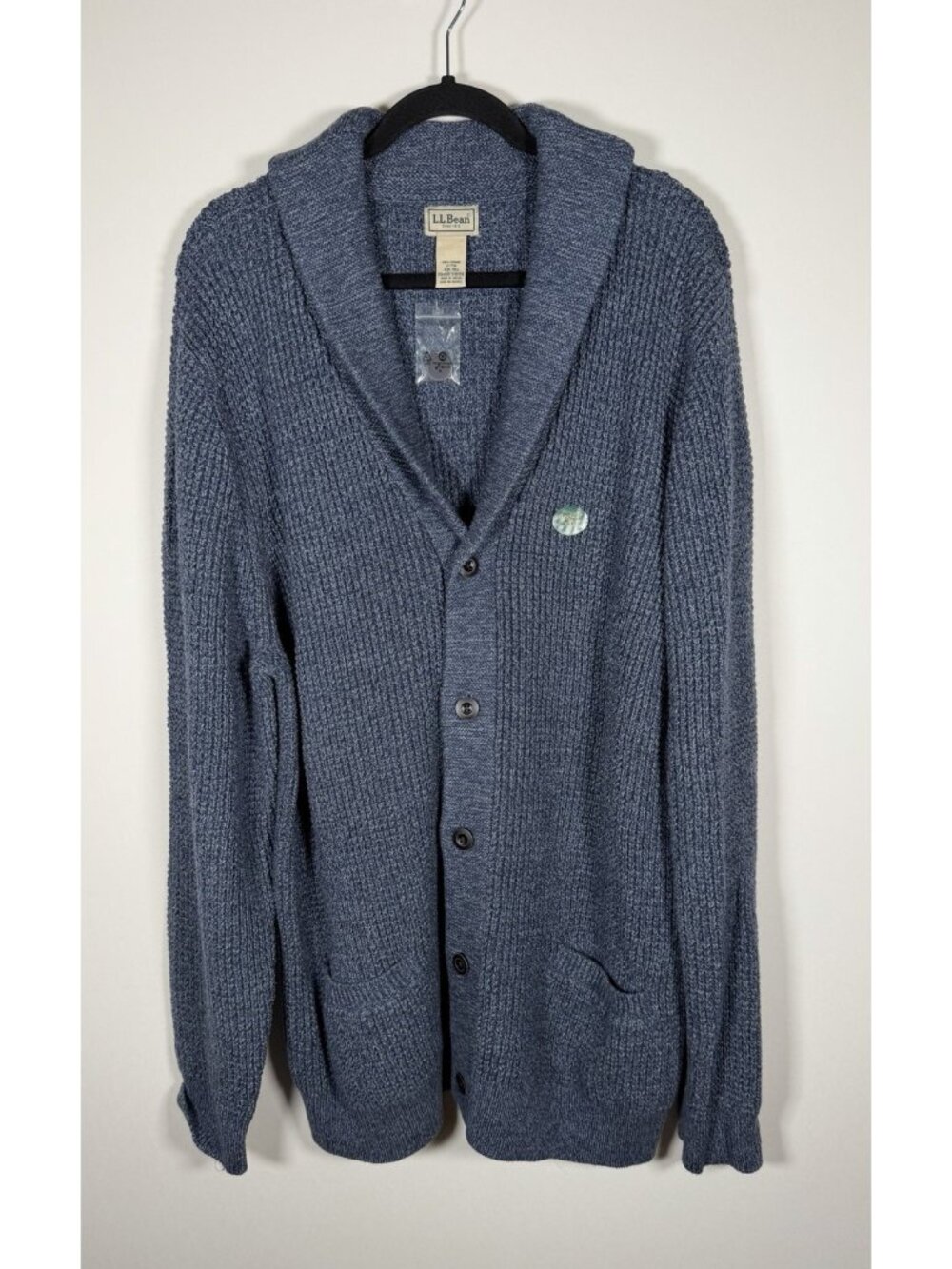 NEW L.L. Bean organic cotton waffle-knit cardigan sweater preppy grandpacore XXL